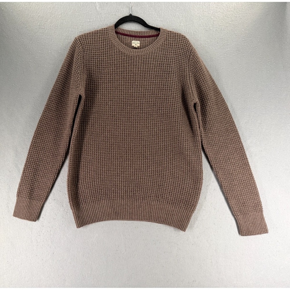 Bridge & Burn Sweater Mens S Brown Wool Blend Waffle Knit Academia‎ Minimalist